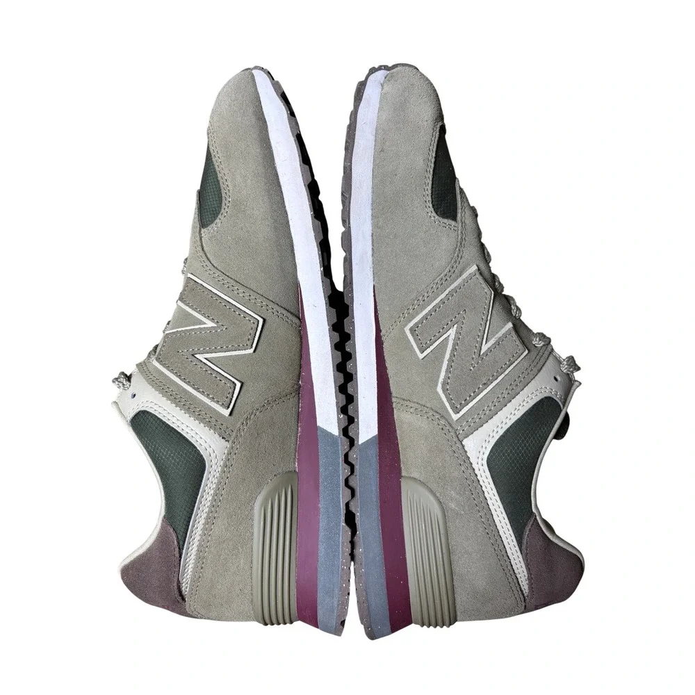 New Balance 574 Sneaker Men 12 Green Low Top Suede Mesh Lifestyle Casual